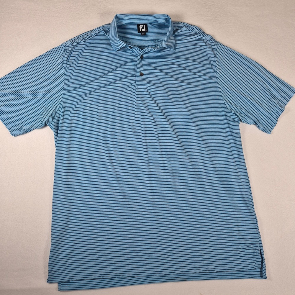 FootJoy Mens ProDry Performance Golf Polo Shirt Light Blue Striped XL 27422